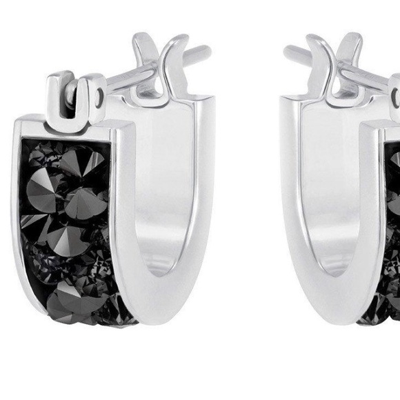 Swarovski Crystaldust Hoop Pierced Earrings, Small, Black - Picture 5 of 5